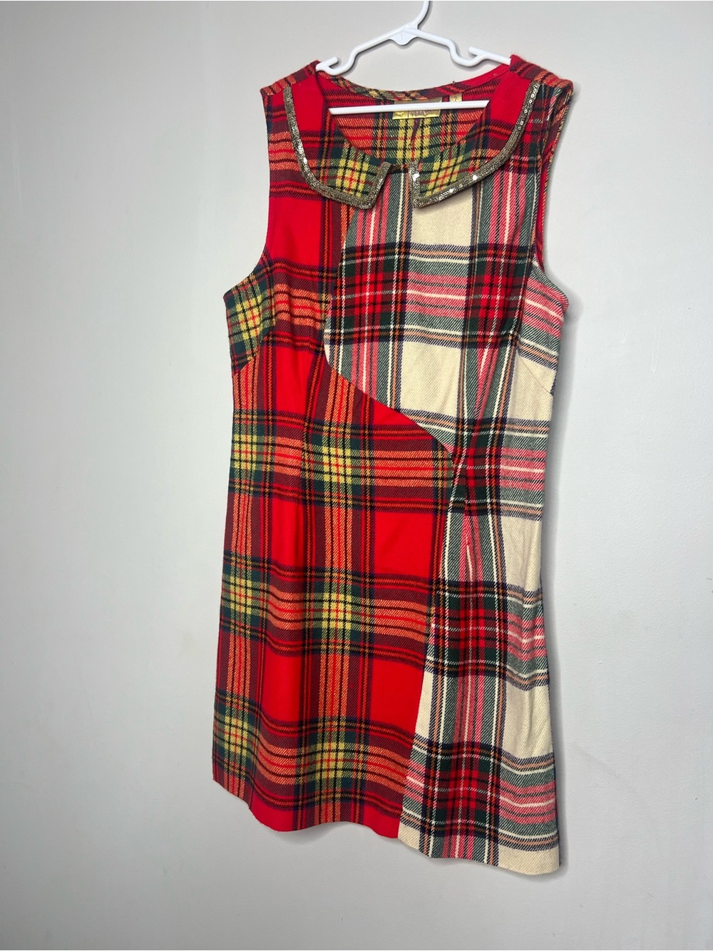 Princess Vera Wang Red, Green & Yellow Plaid Dress with Peter Pan Collar